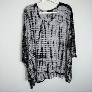 Hard Tail Forever Oversized Tunic Blouse-Textured Holes-Gray Black-Large